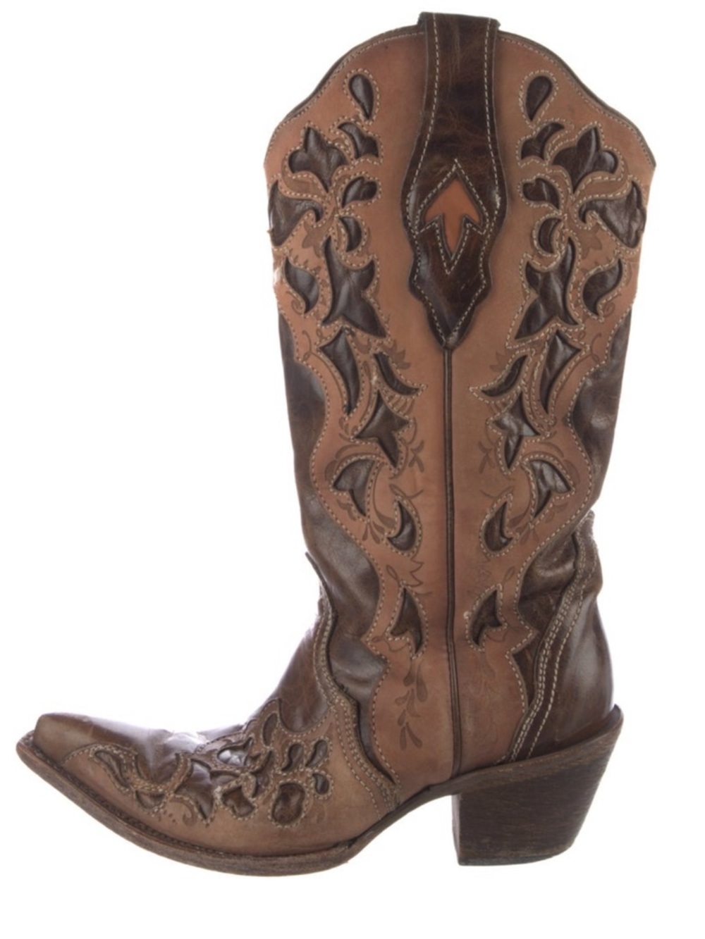 Corral Two-Tone Brown Leather cowboy Coachella Stagecoach VINTAGE Western Boots